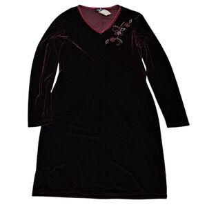 Vintage Danielle Casey Floral Embroidered Whimsygoth Velvet Witchy Dress Sz 14
